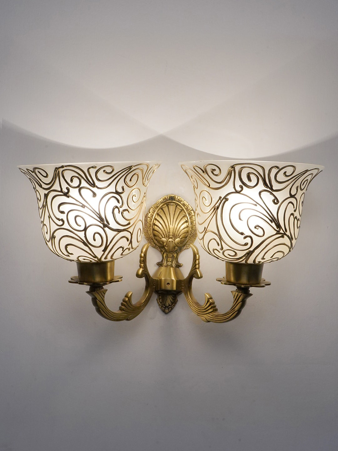 Fos Lighting Gold-Toned & White Twin Antique Wall Armed Sconce
