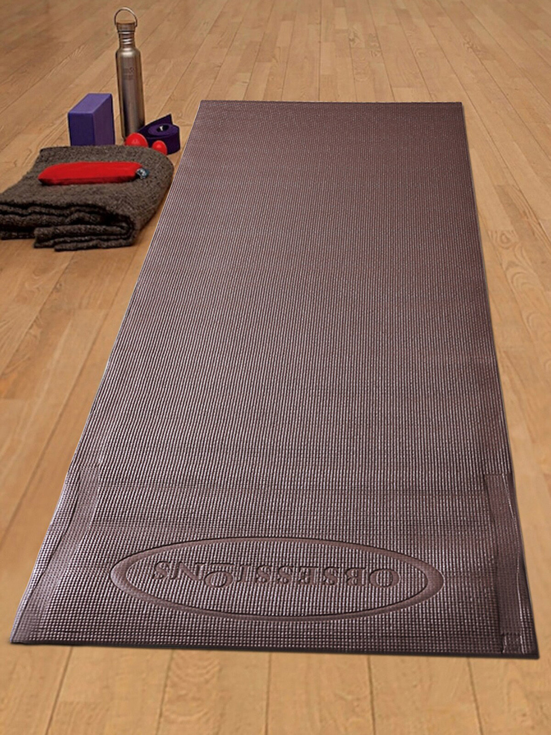 OBSESSIONS Brown Solid Yoga Mat