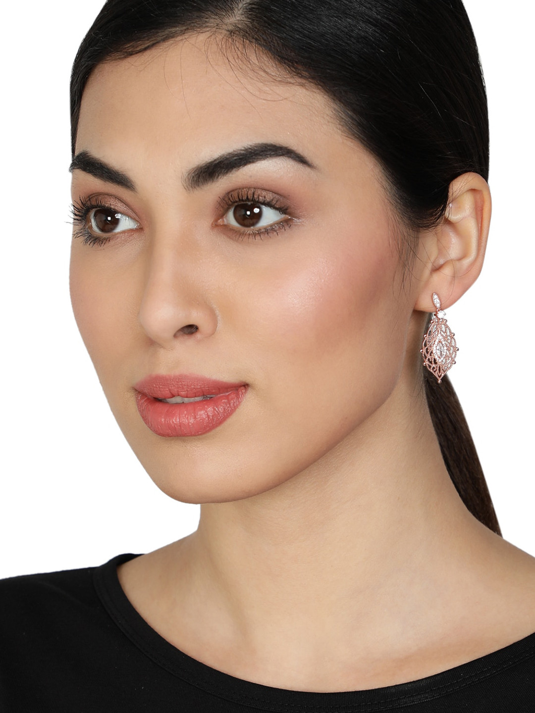 GIVA 925 Sterling Silver Rose Gold Plated Opulent Desire Earrings