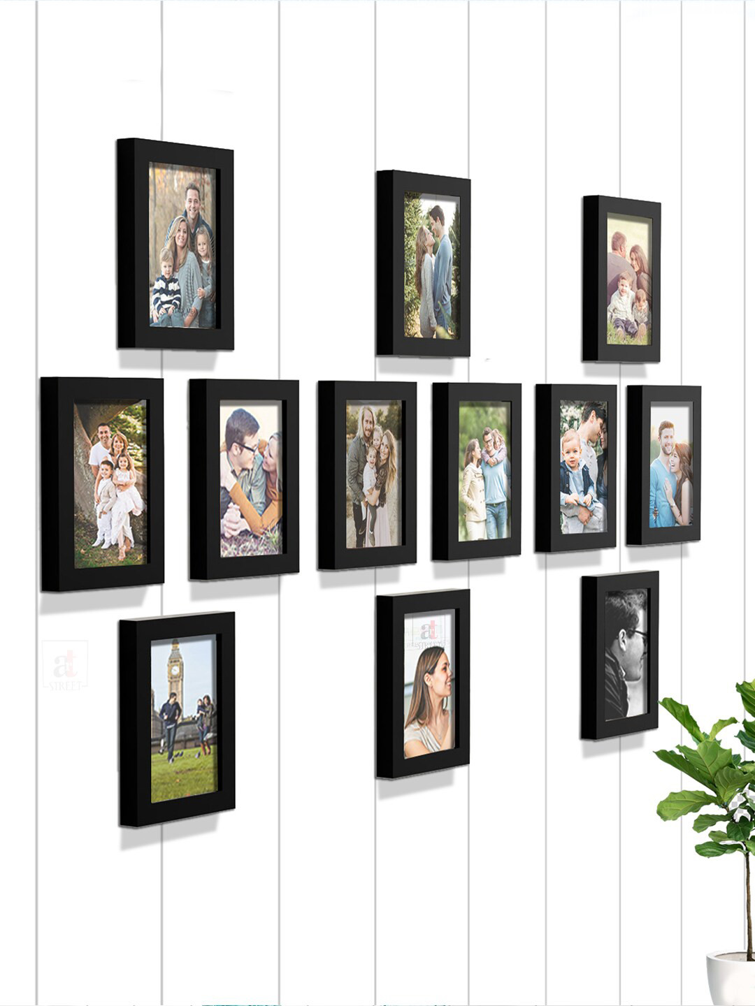 Art Street Set of 12 Black Solid Rectangle Photo Frames