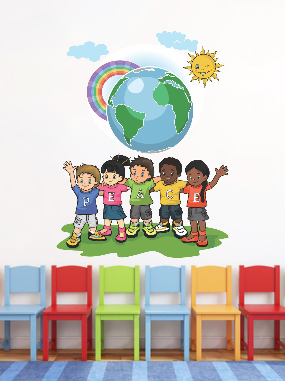 rawpockets Multicoloured Peace Of World Wall Stickers