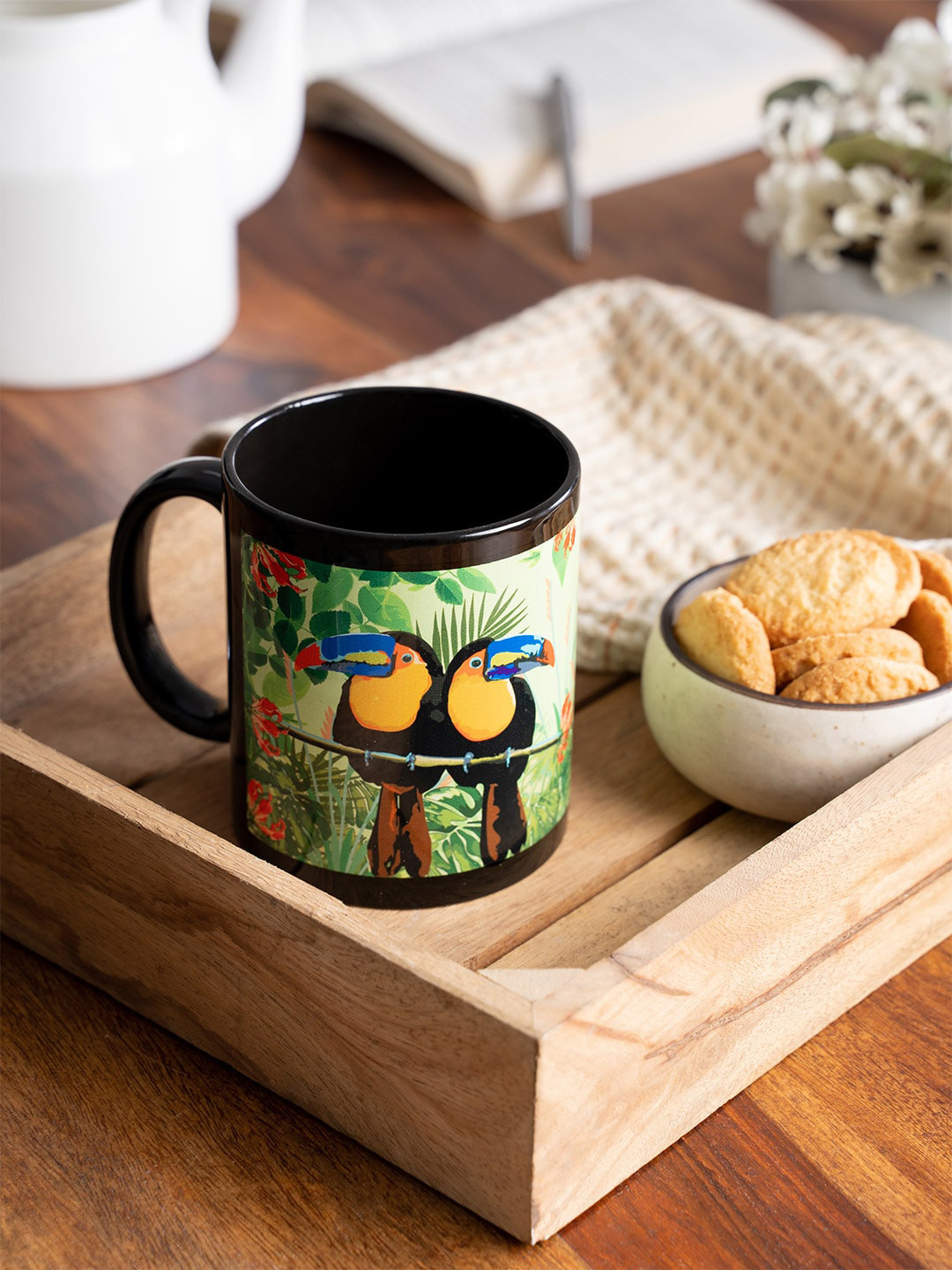 KOLOROBIA Kohinoor Jumbo Green Conversational Ceramic Microwave Safe Mug-325ml