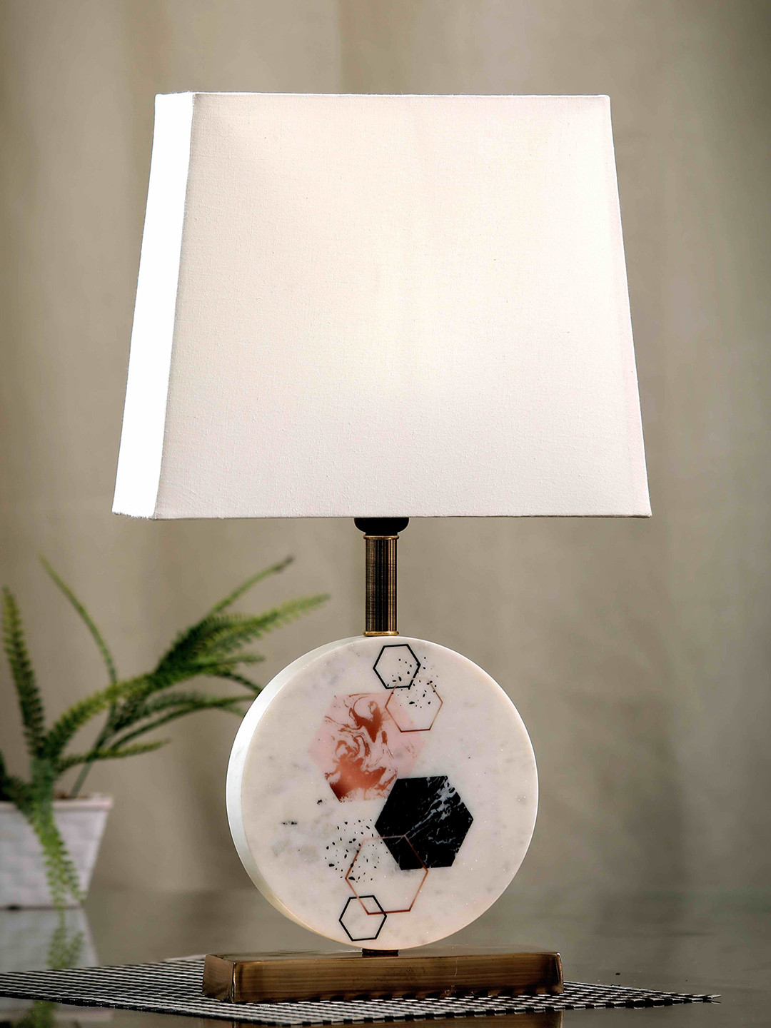 POSH-N-PLUSH White Marble Bedside Standard Lamp