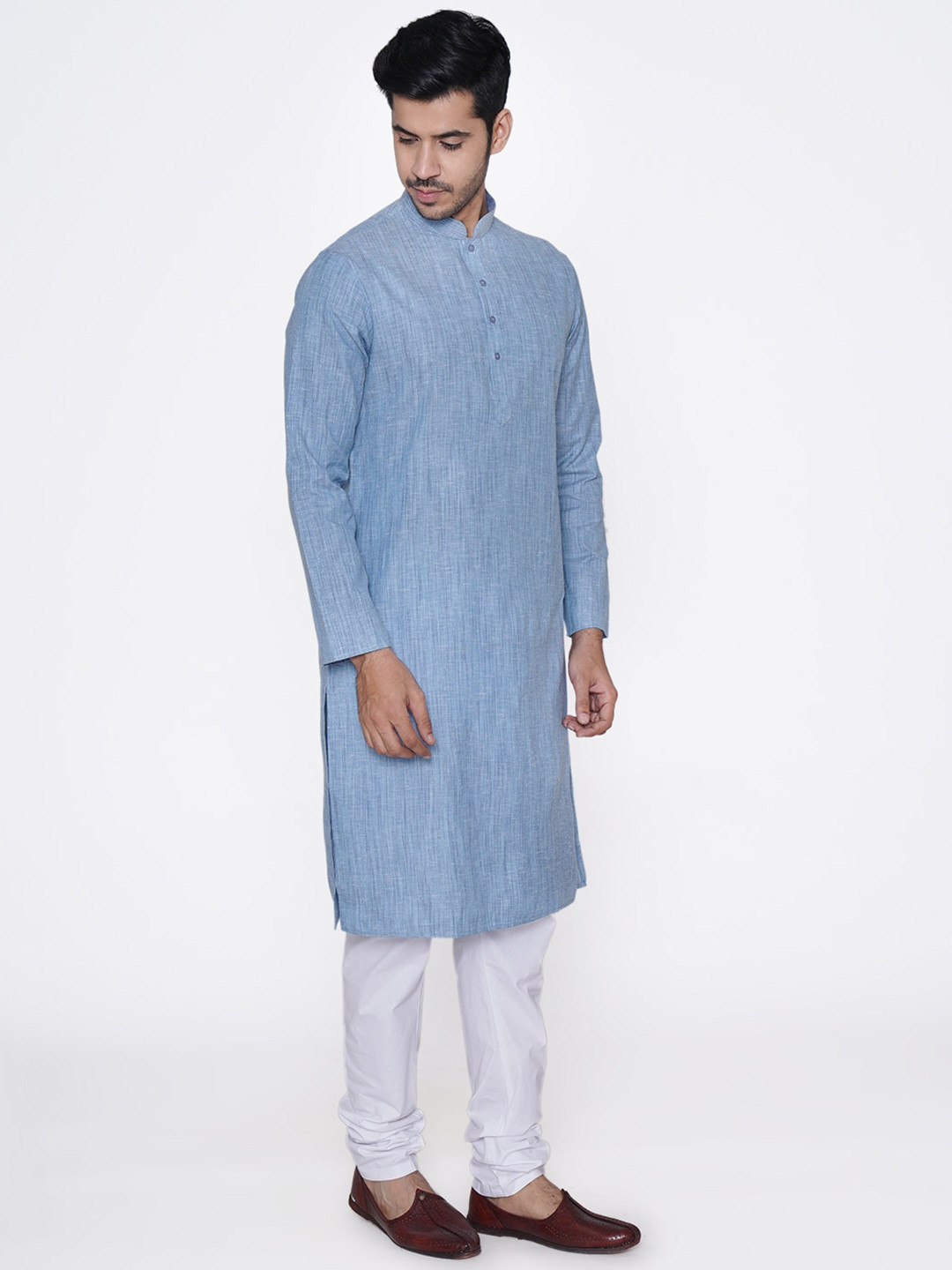 Manthan Men Blue Woven Design A-Line Kurta
