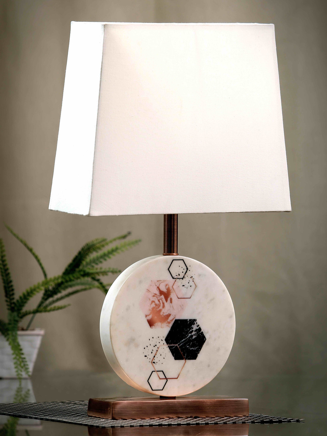 POSH-N-PLUSH White Marble Bedside Standard Lamp