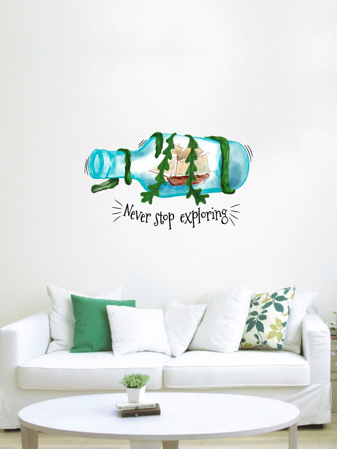 rawpockets Blue & Green Never Stop Exploring PVC Vinyl Wall Stickers