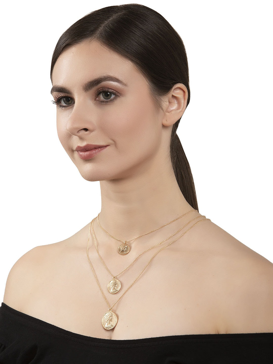 Shining Diva Fashion Gold-Plated Layered Necklace