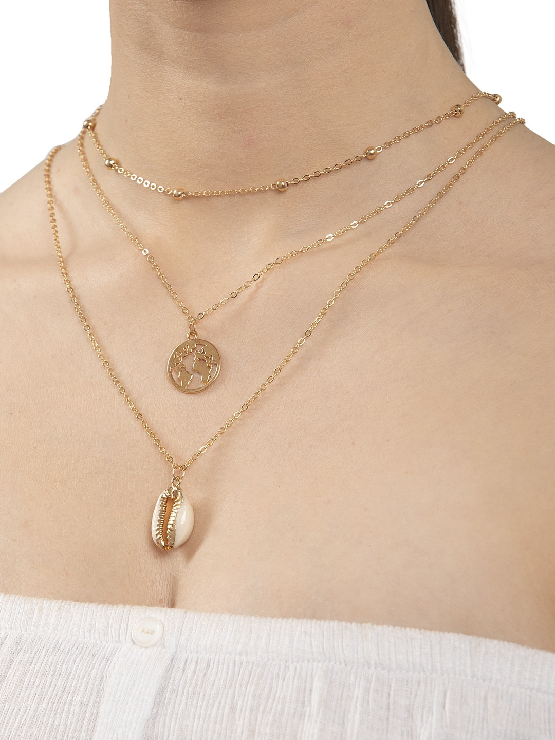 Shining Diva Fashion Women Gold-Plated Multi Layer Chain Necklace