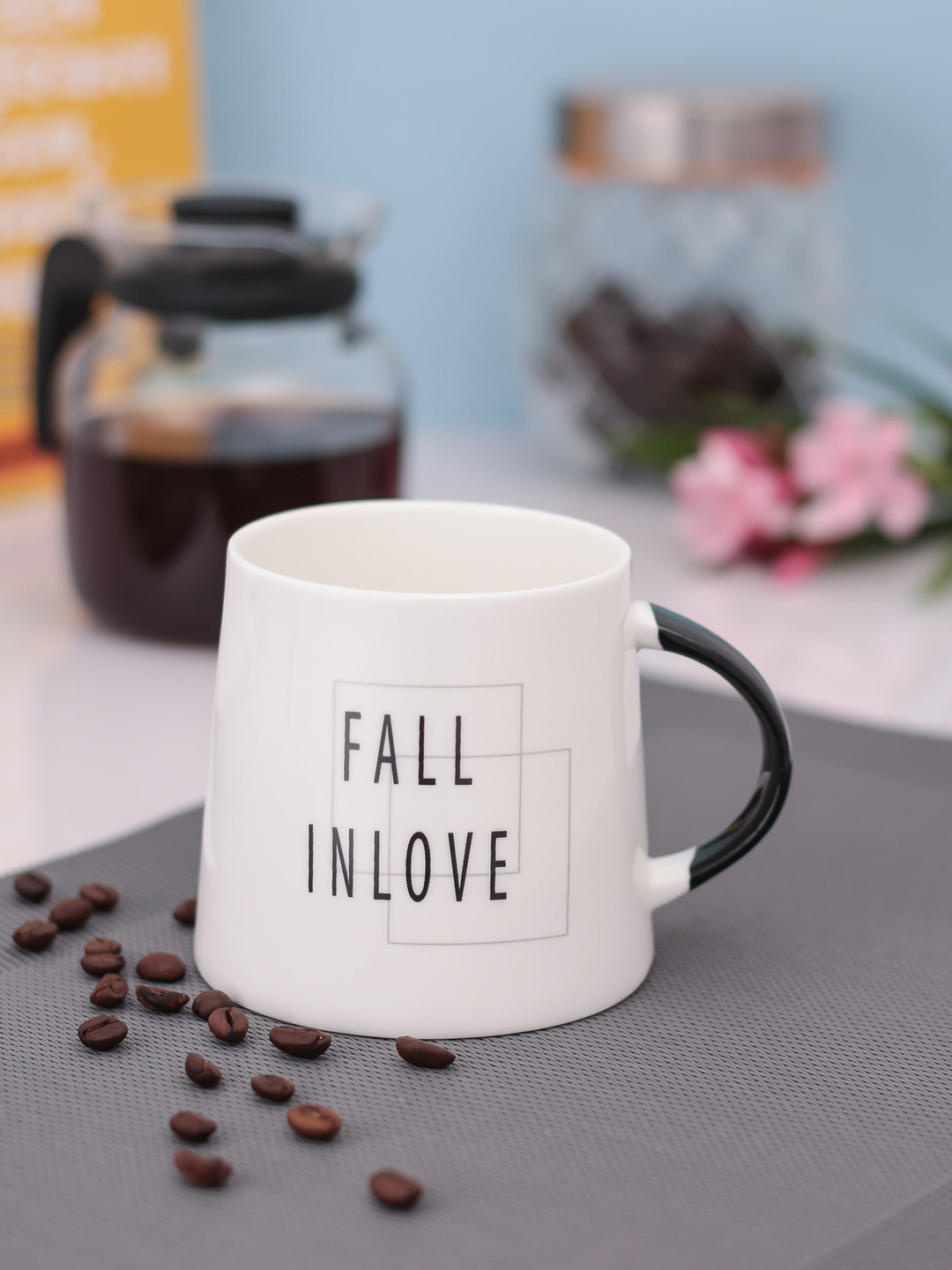 CLAY CRAFT White Typography Ceramic Handmade Mug-350ml