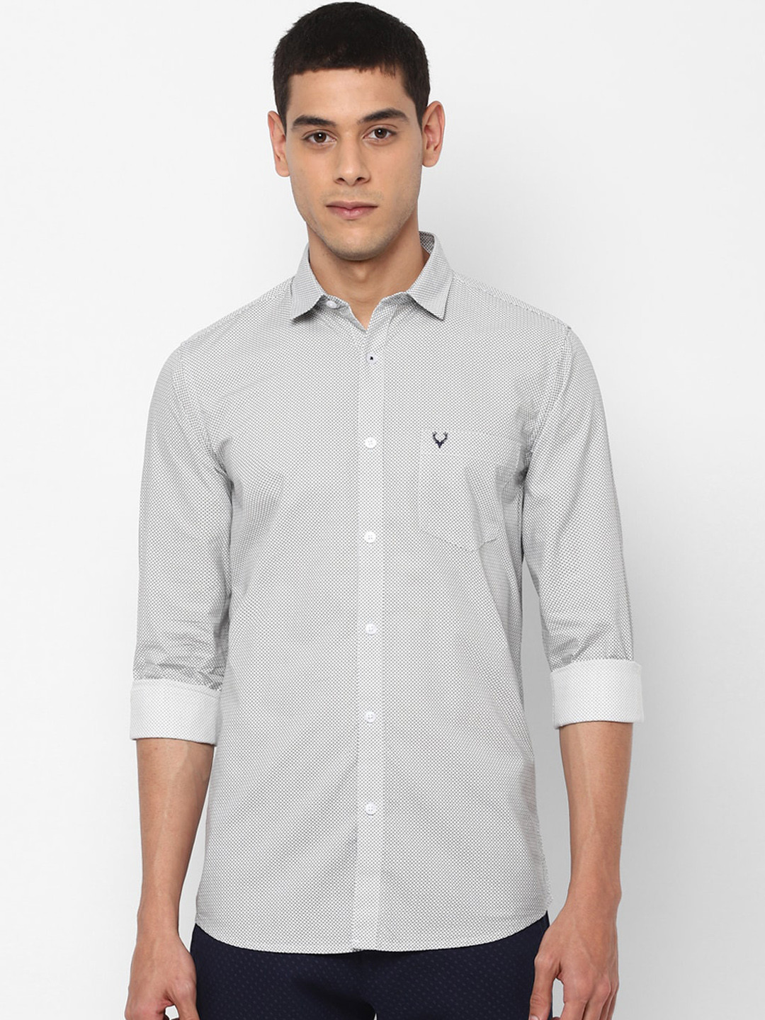 Allen Solly Men Grey Slim Fit Printed Casual Shirt