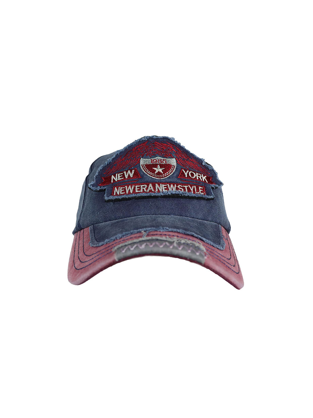 iSWEVEN Unisex Blue & Maroon Embroidered Snapback Cap