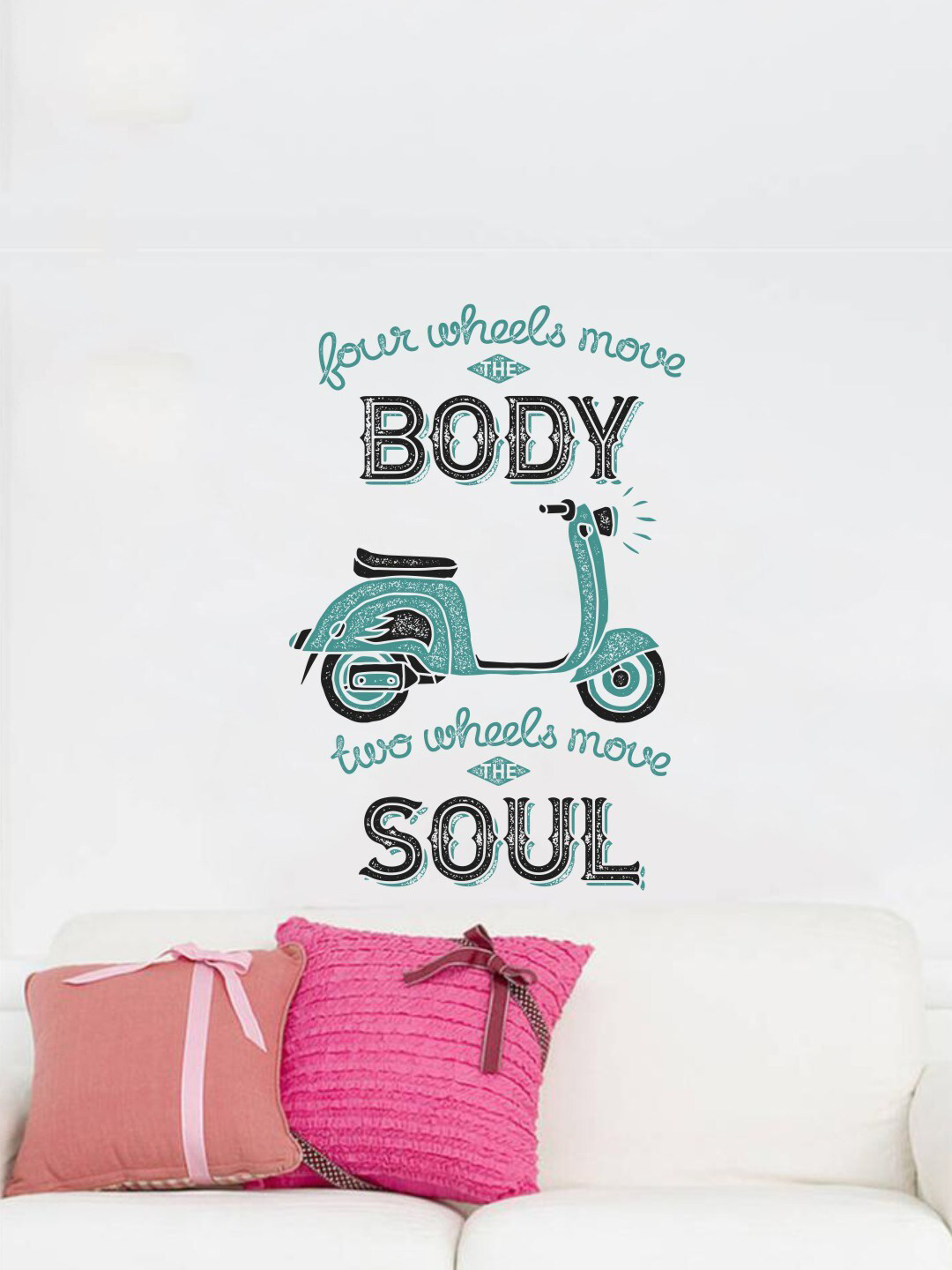 rawpockets Green Scooter with Quotes PVC Vinyl Wall Stickers