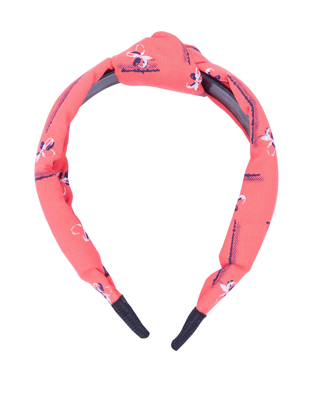 Golden Peacock Women Pink Floral Printed Top Knot Hairband