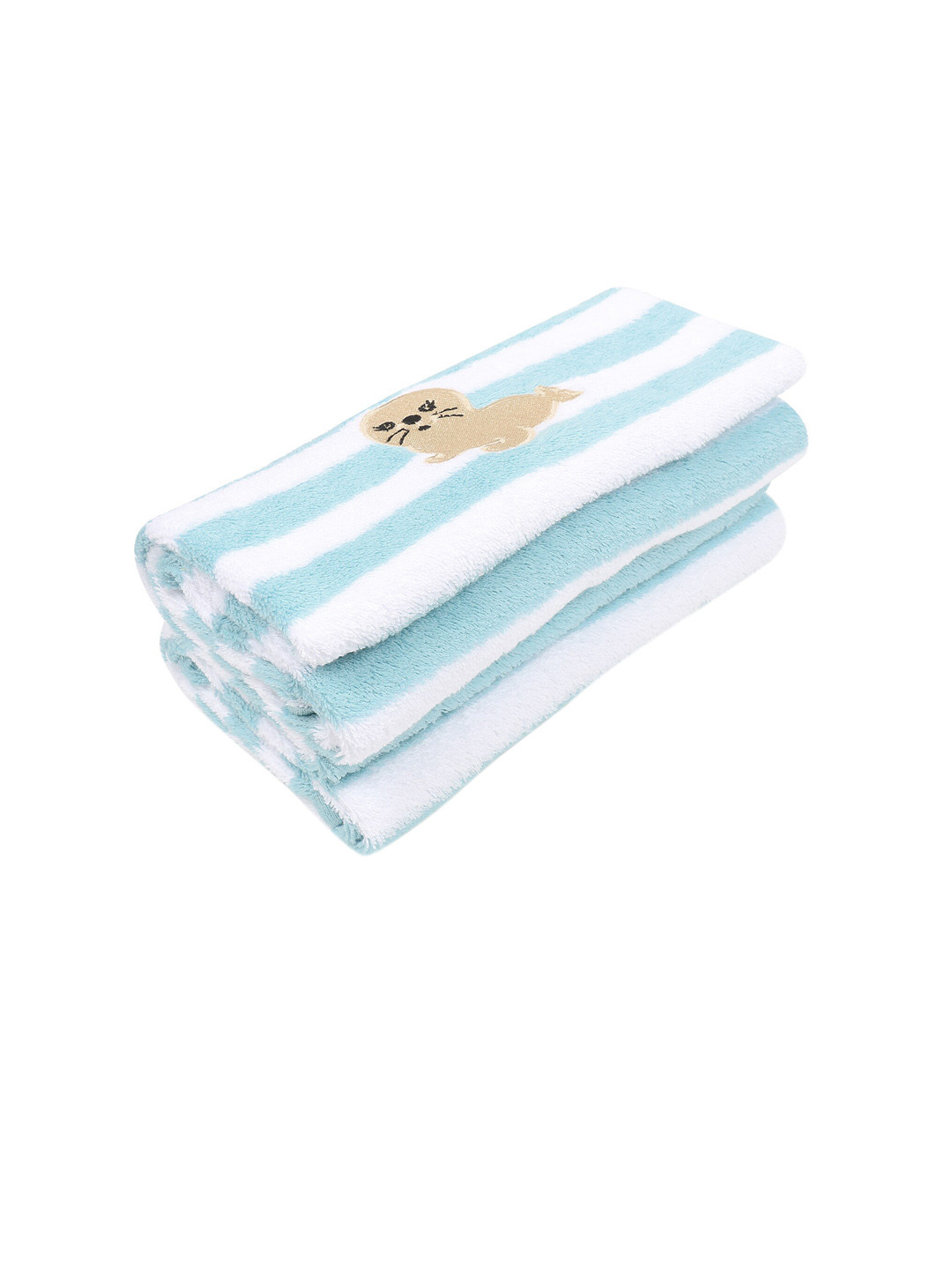 My Milestones Unisex Kids Turquoise Blue & White Striped 380 GSM Bath Towels