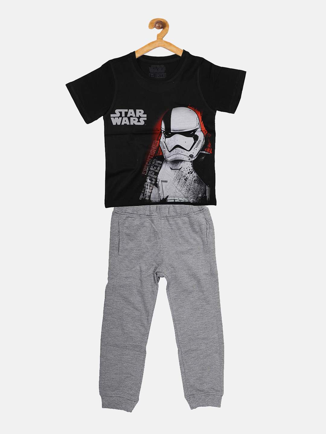YK Star Wars Boys Black Storm Trooper Print Clothing Set