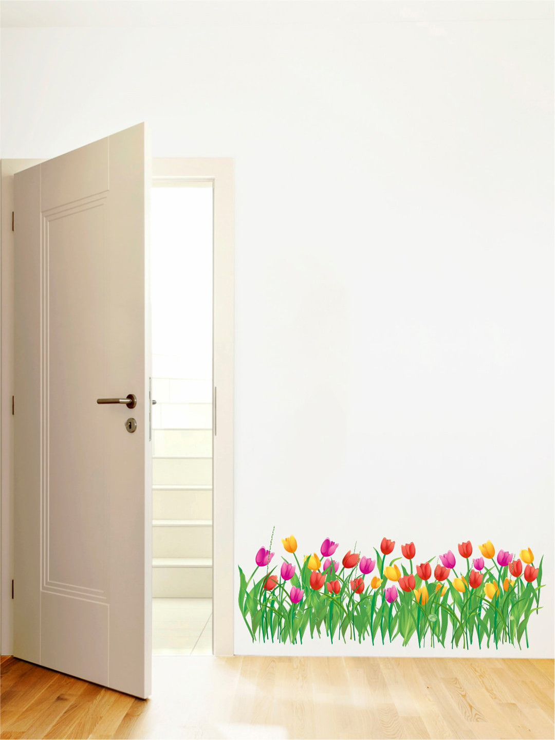 rawpockets Green Tulip Flowers Wall Stickers