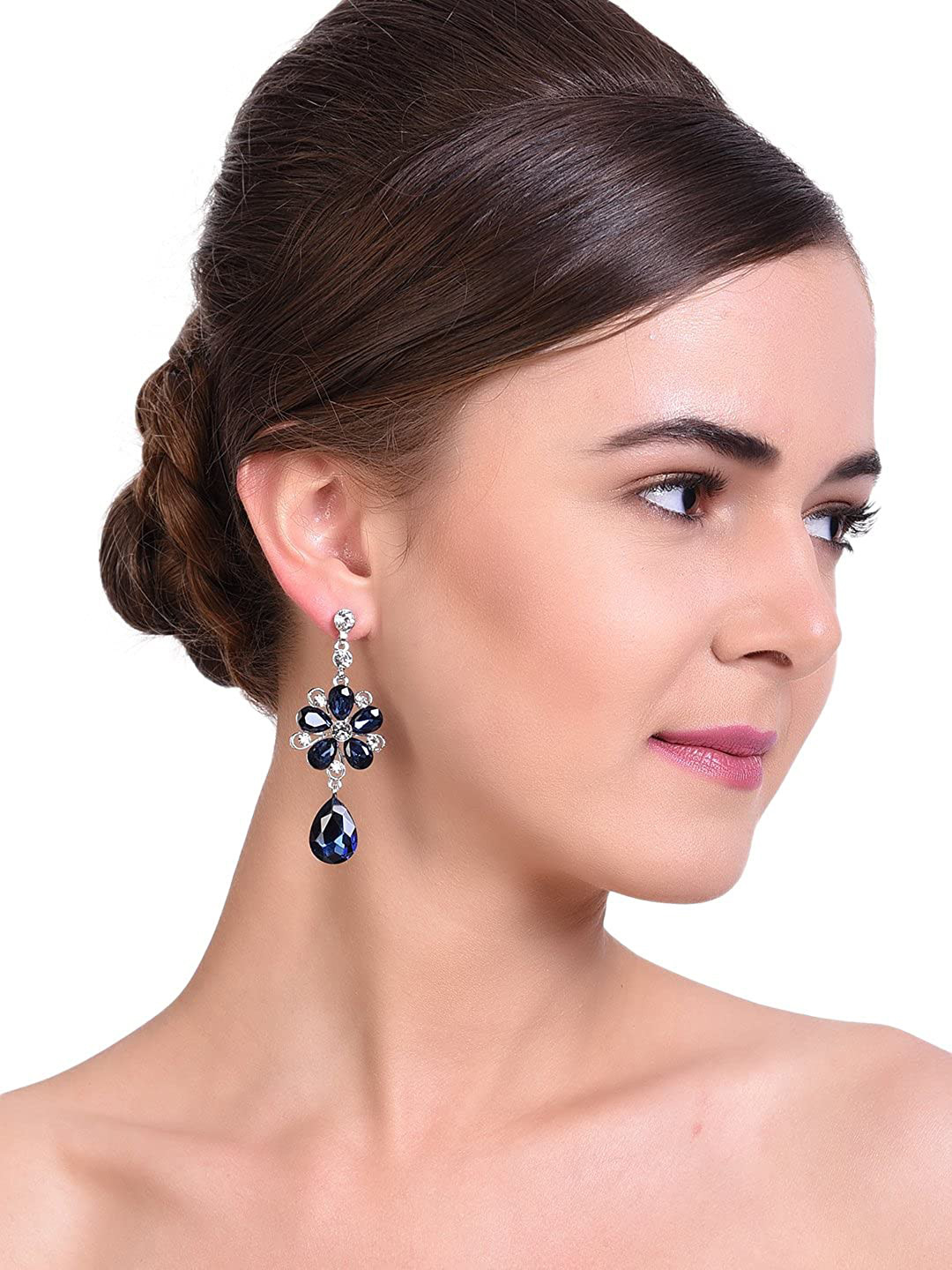 Mali Fionna Blue Contemporary Drop Earrings