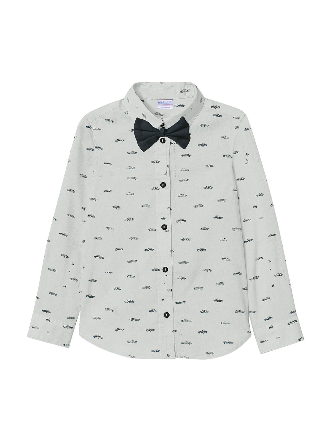 Polka Tots Boys Green Regular Fit Printed Casual Shirt