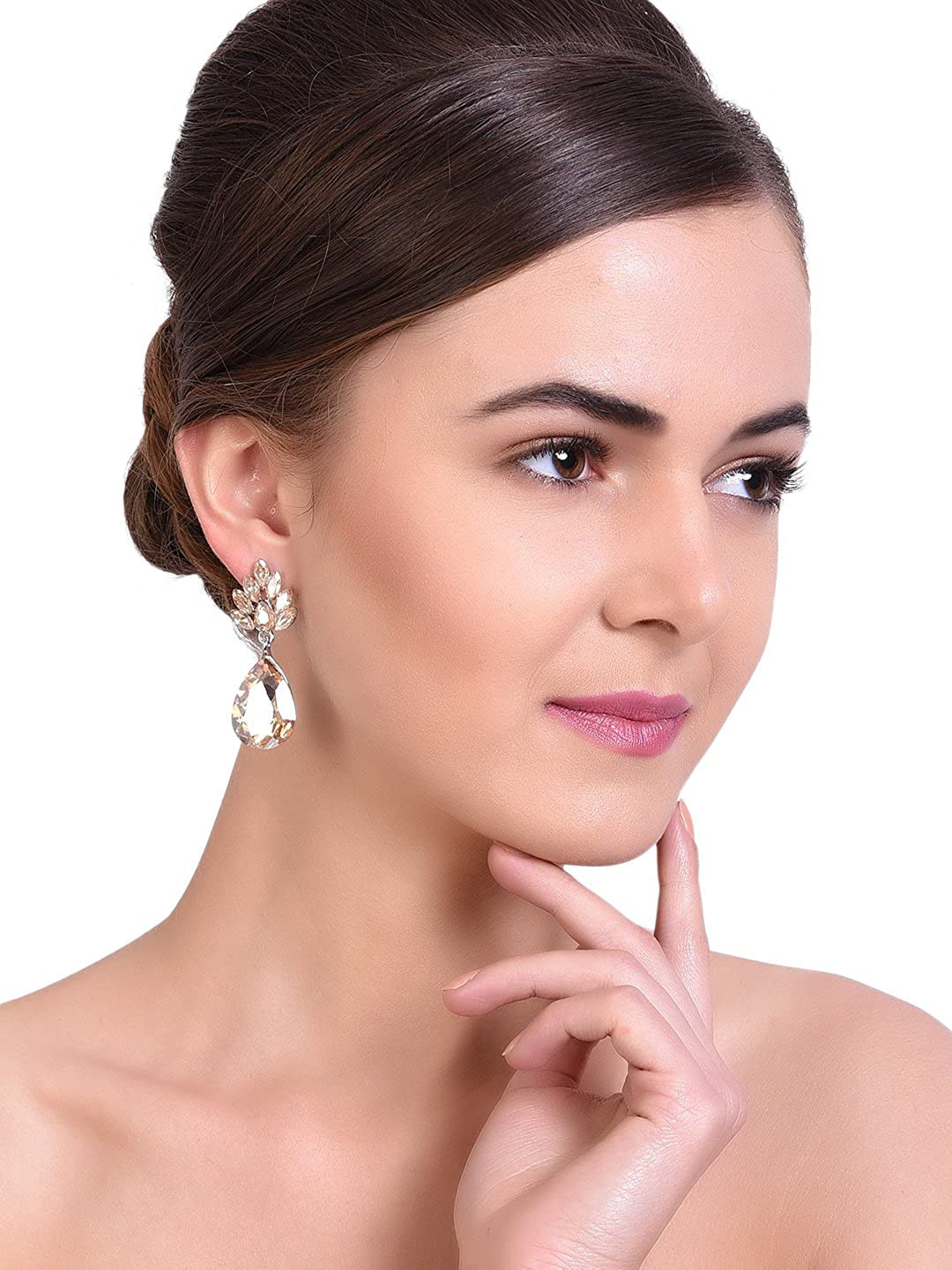 Mali Fionna Gold-Toned Teardrop Shaped Drop Earrings