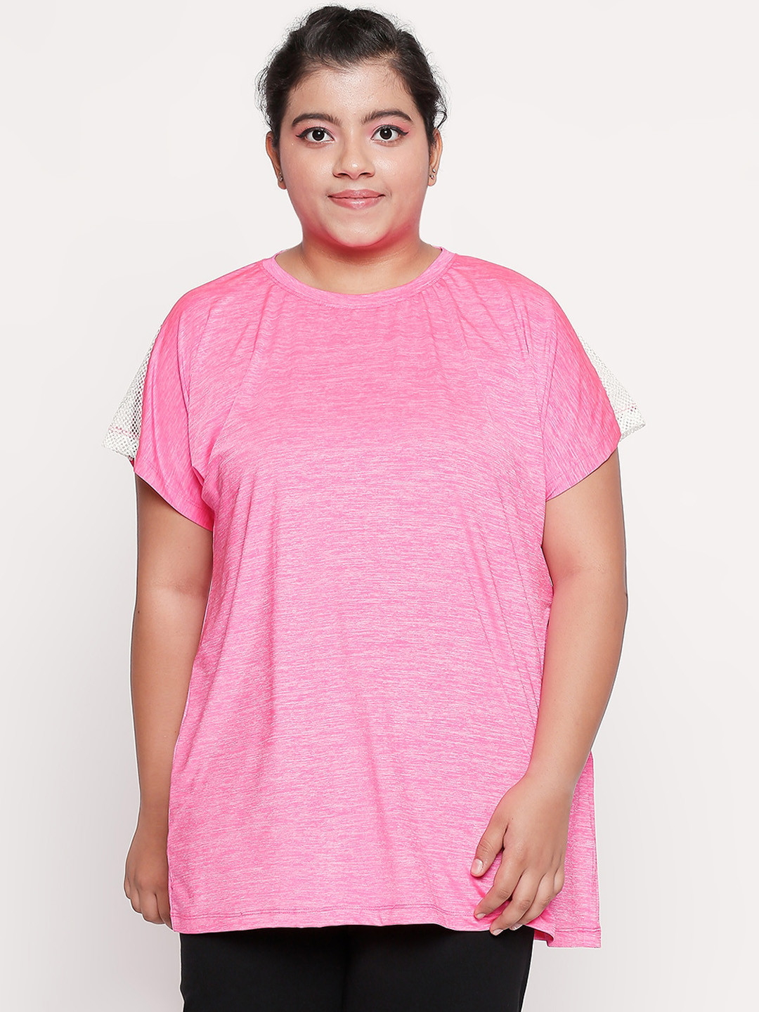 Tuna London Women Pink Self Design Round Neck T-shirt