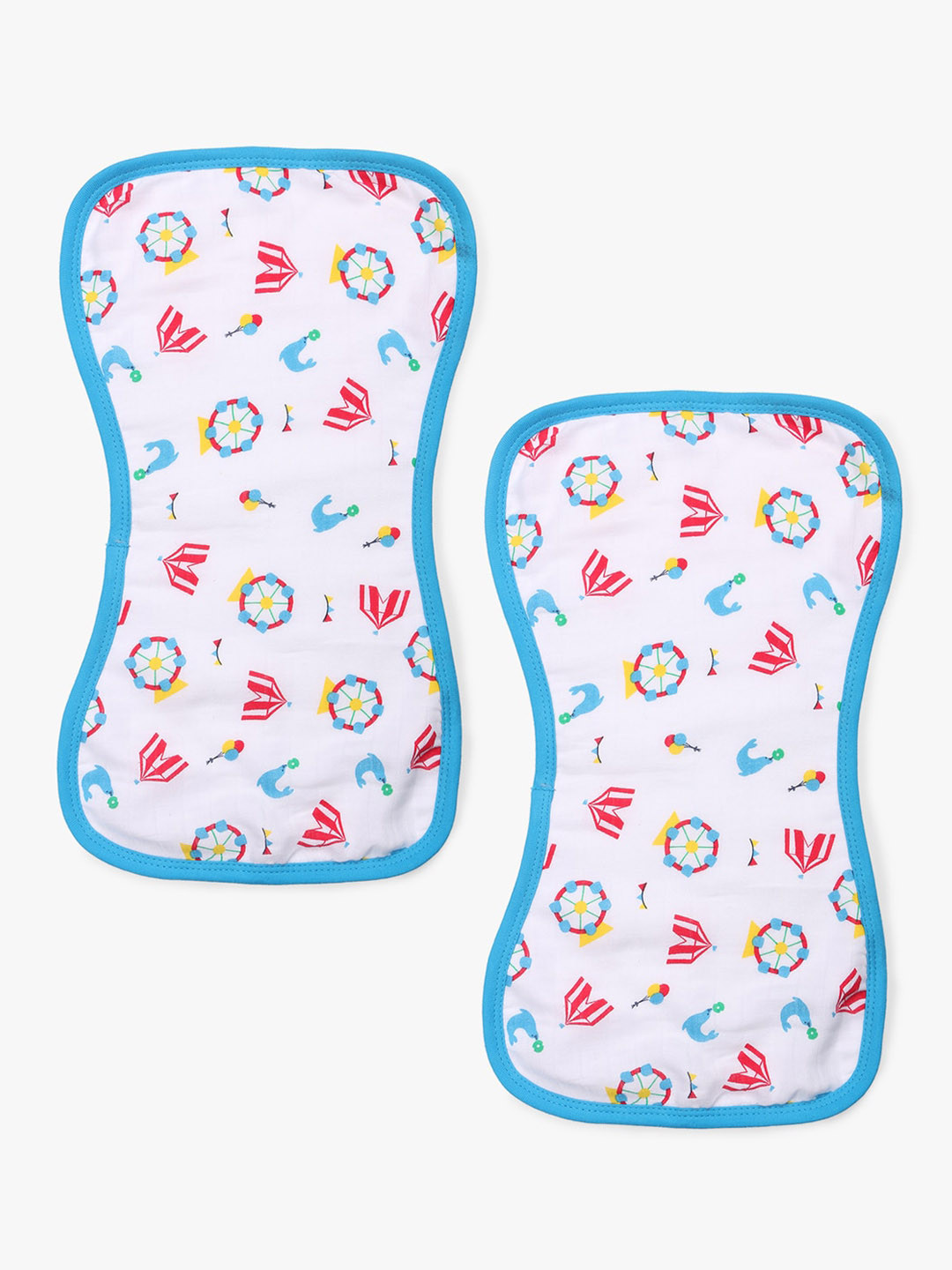 My Milestones Infants Kids Set Of 2 Blue & White Printed Luxe All-Purpose Washcloths