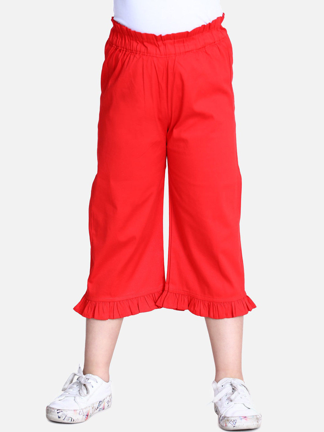 Cutiekins Girls Red Solid Capris