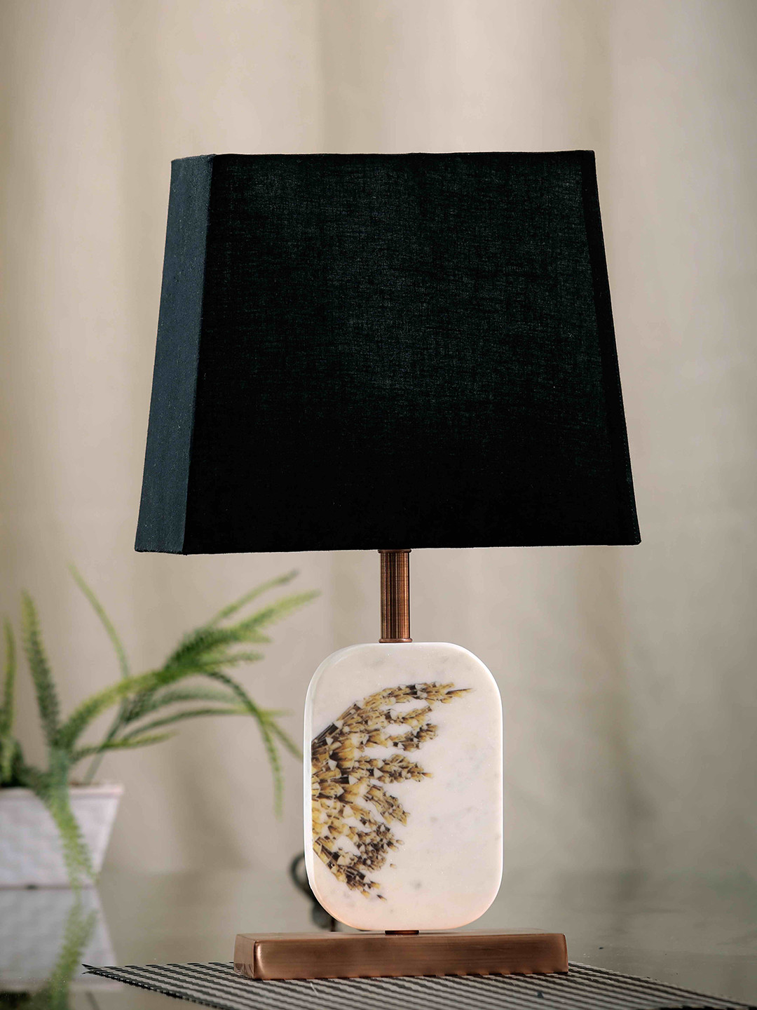 POSH-N-PLUSH Black & White Solid Bedside Standard Lamp with Shade