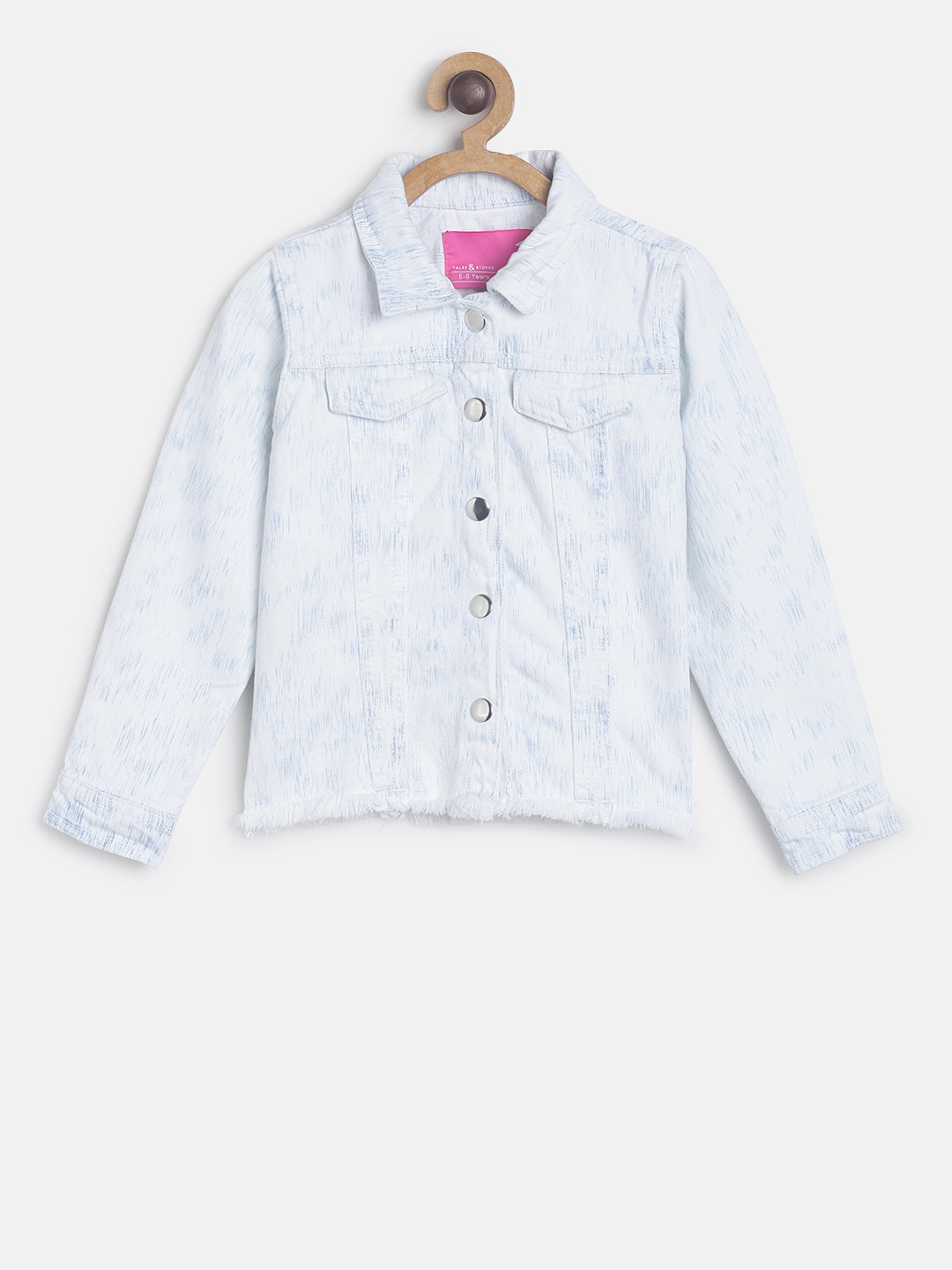 TALES & STORIES Studded Abstract Spread Collar Denim Jacket