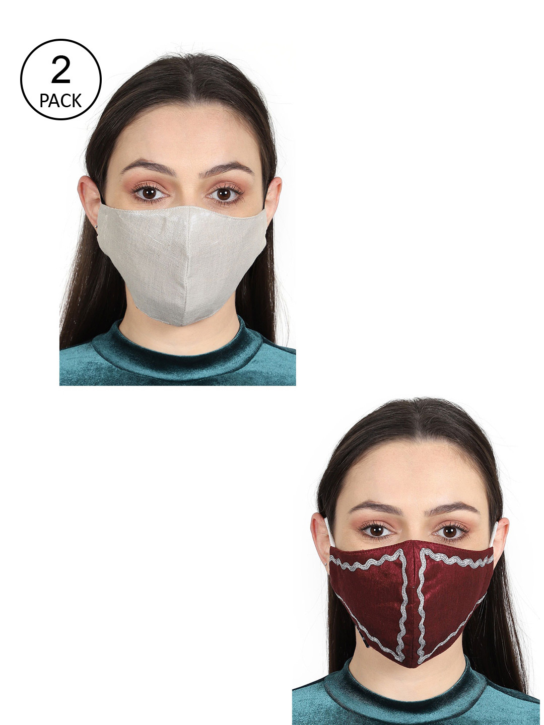 Anekaant Unisex Pack Of 2 Solid 3-Layer Outdoor Face Masks