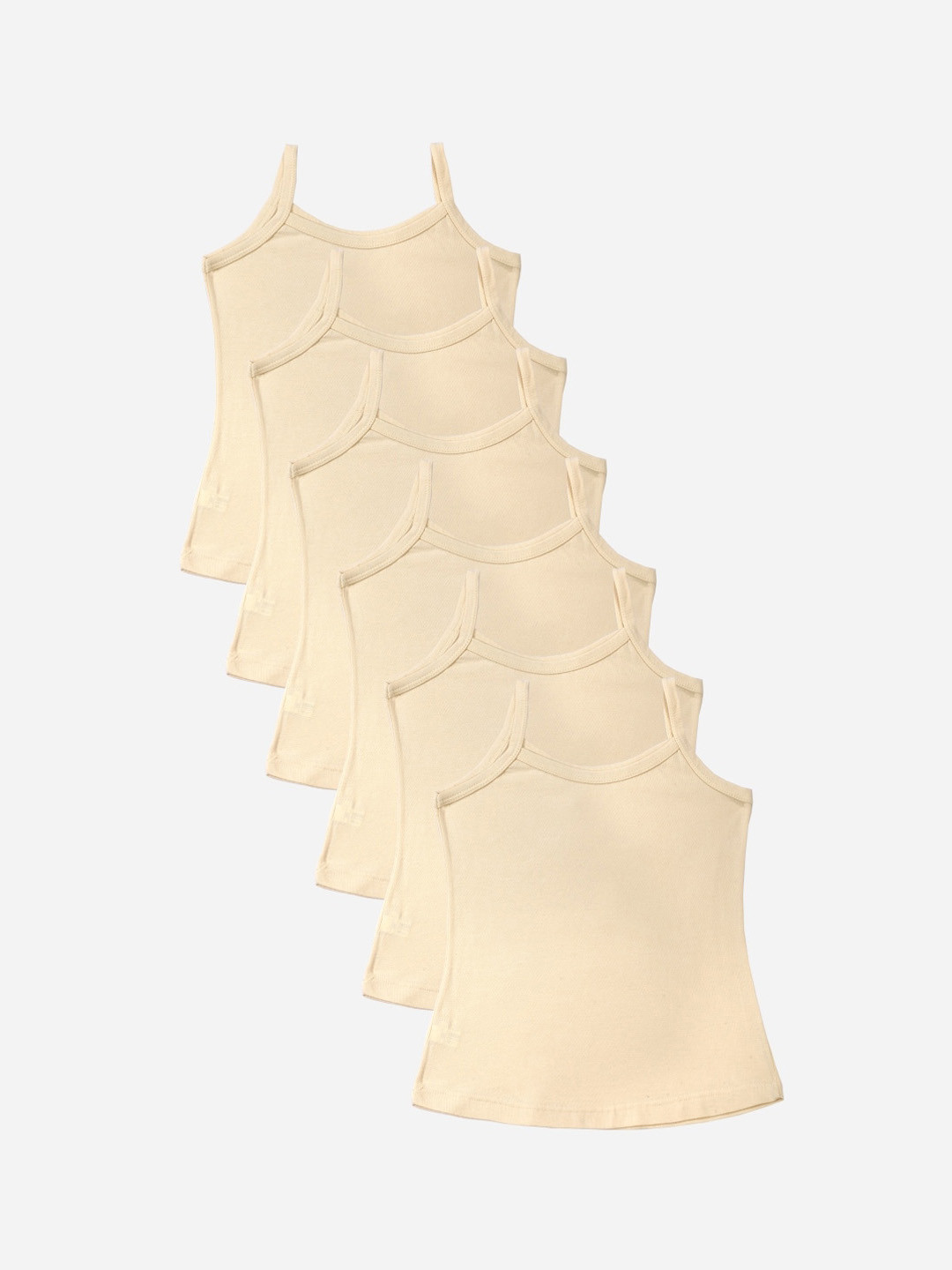 Bodycare Kids Girls Pack Of 6 Beige Solid Camisoles