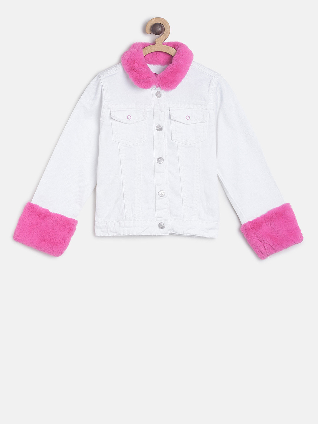 TALES & STORIES Girls White Solid Tailored Jacket