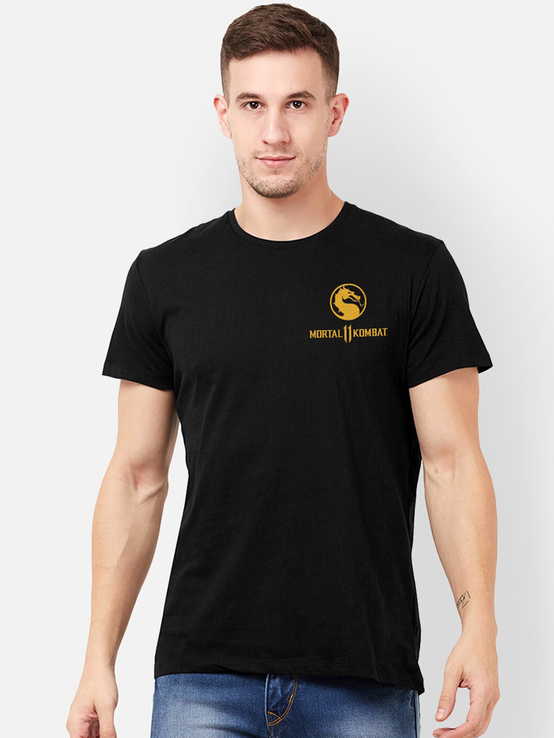 Free Authority Mortal Kombat Printed Black Tshirt for Men