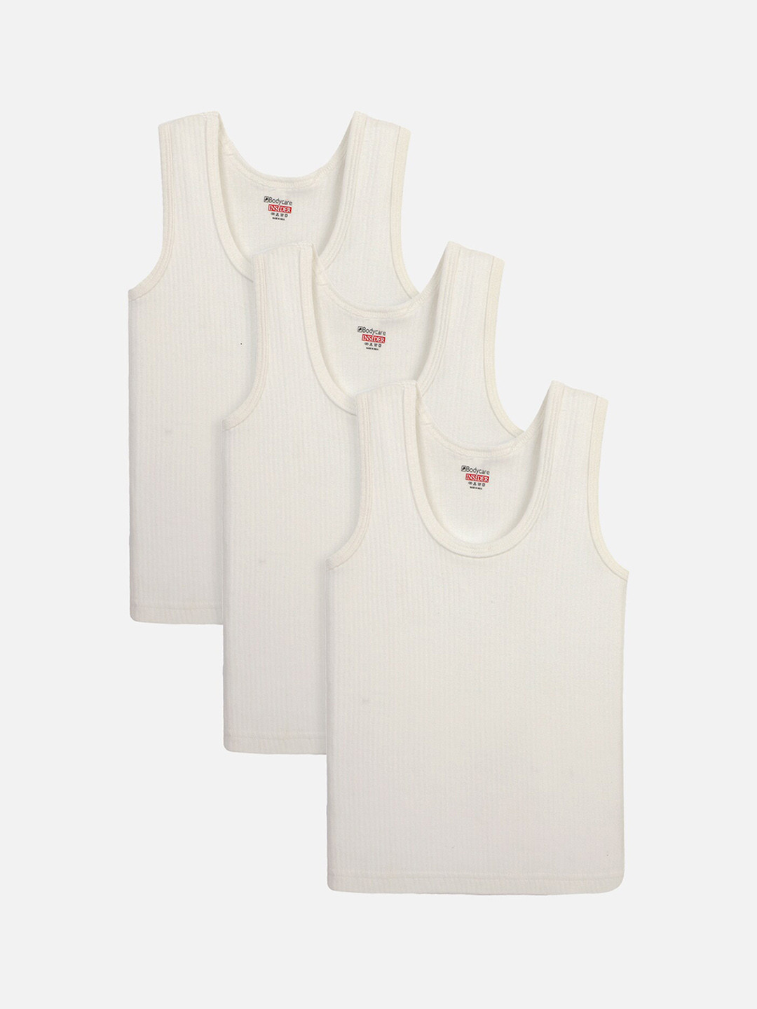 BODYCARE INSIDER Kids Pack of 3 Off-White Solid Thermal Tops