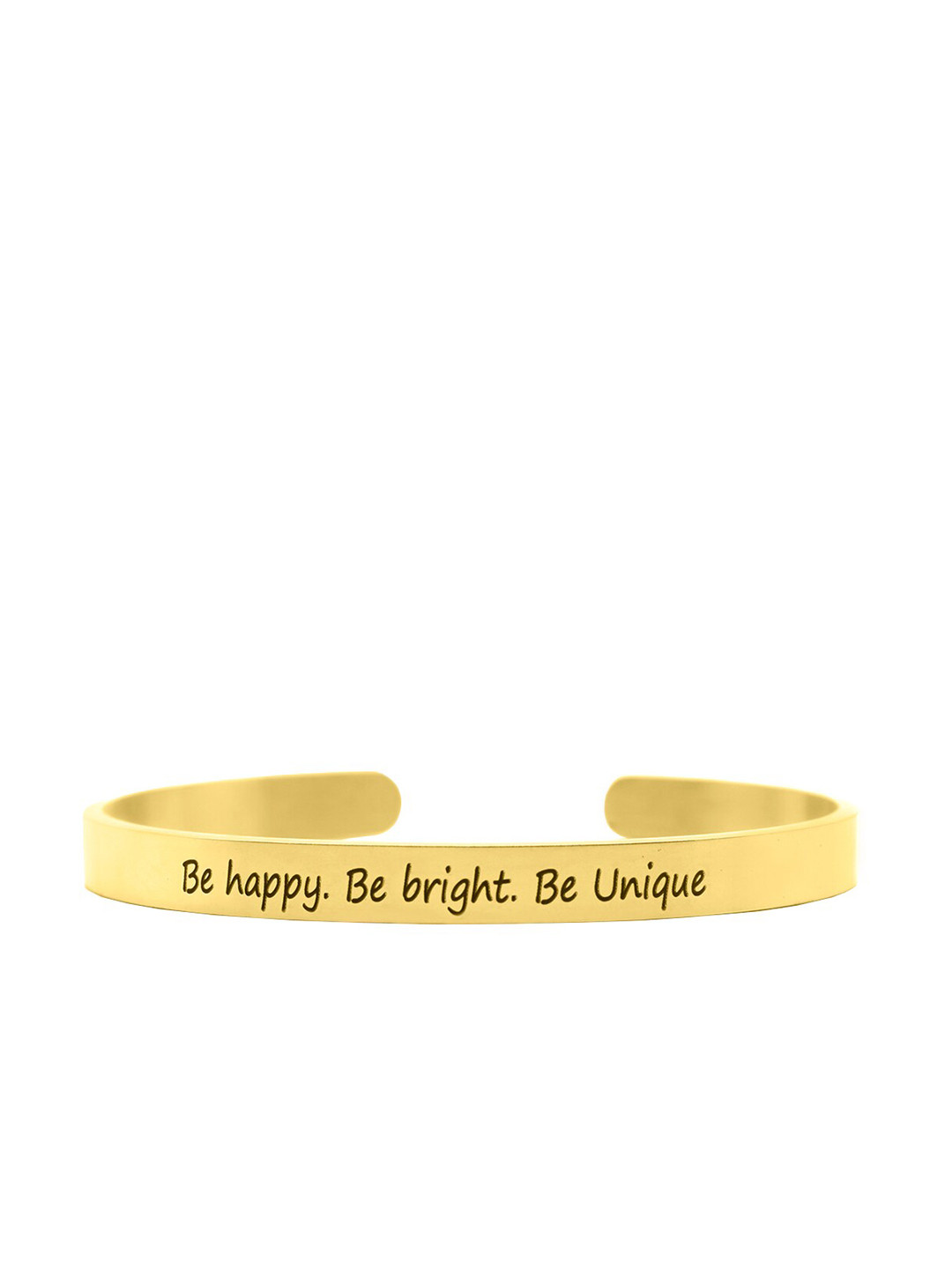 JOKER & WITCH Gold-Plated Be Happy Be Bright Be Unique Engraved Cuff Bracelet