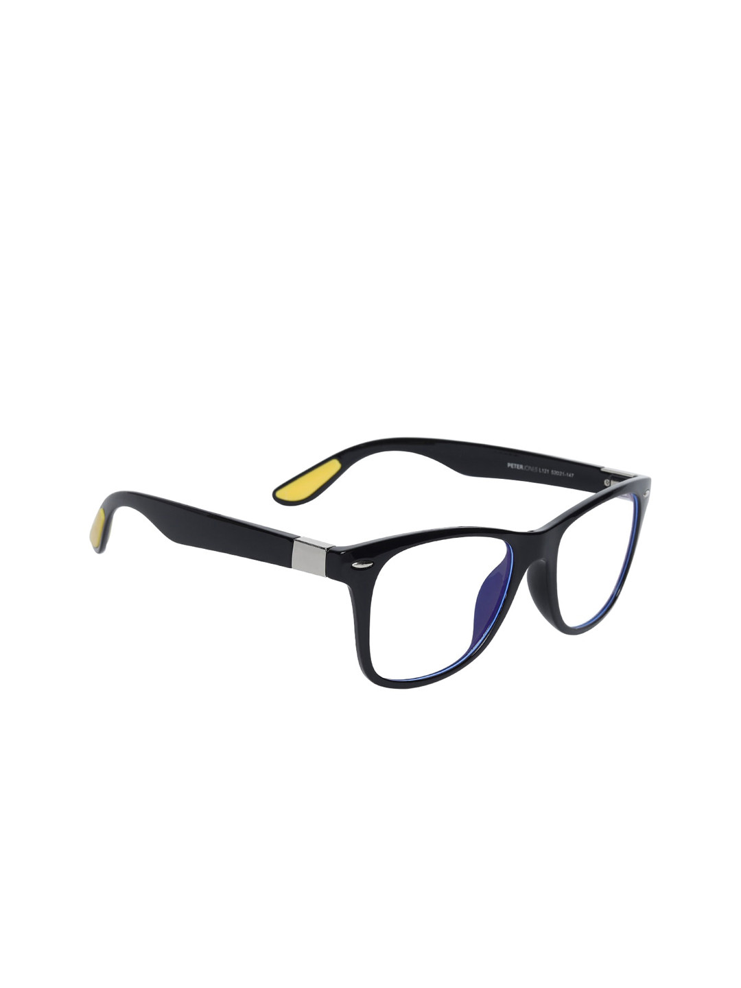 Peter Jones Eyewear Unisex Black Solid UV 400, AG030 Light Blocking Full Rim Optical Wayfarer Frames AG121BY