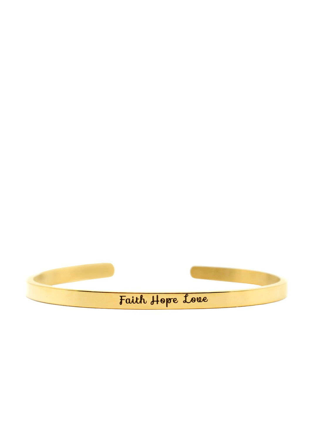 JOKER & WITCH Gold Plated Faith Hope Love Quote Embossed Cuff Bracelet