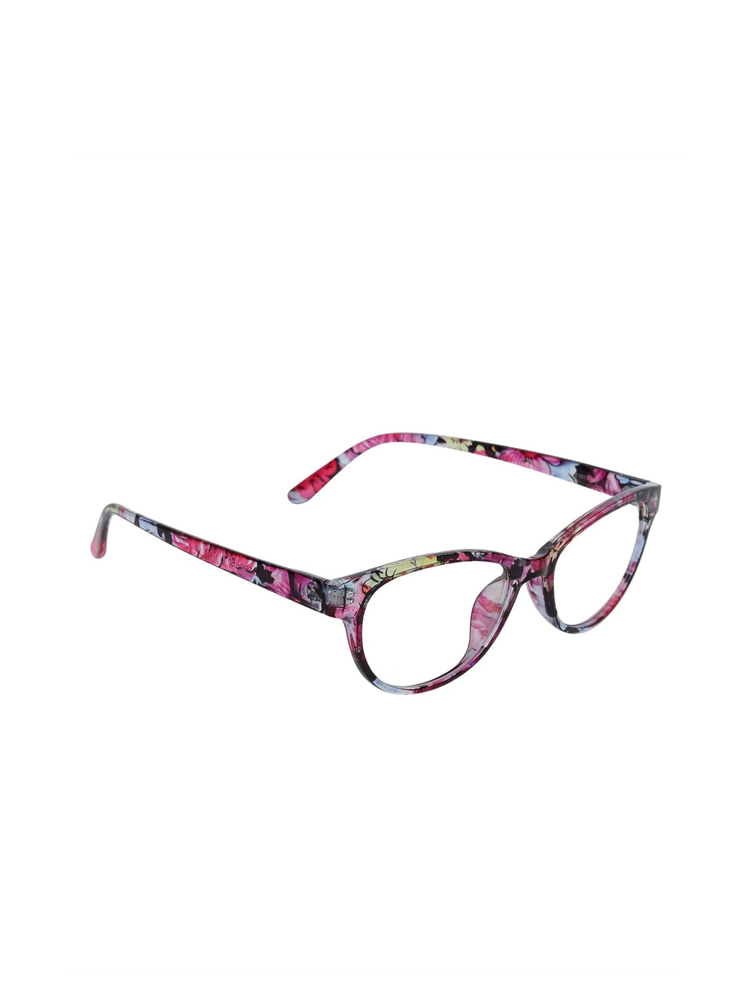 Peter Jones Eyewear Unisex Black & Pink Printed Medium Anti Glare Cateye Frames 2111-DA1
