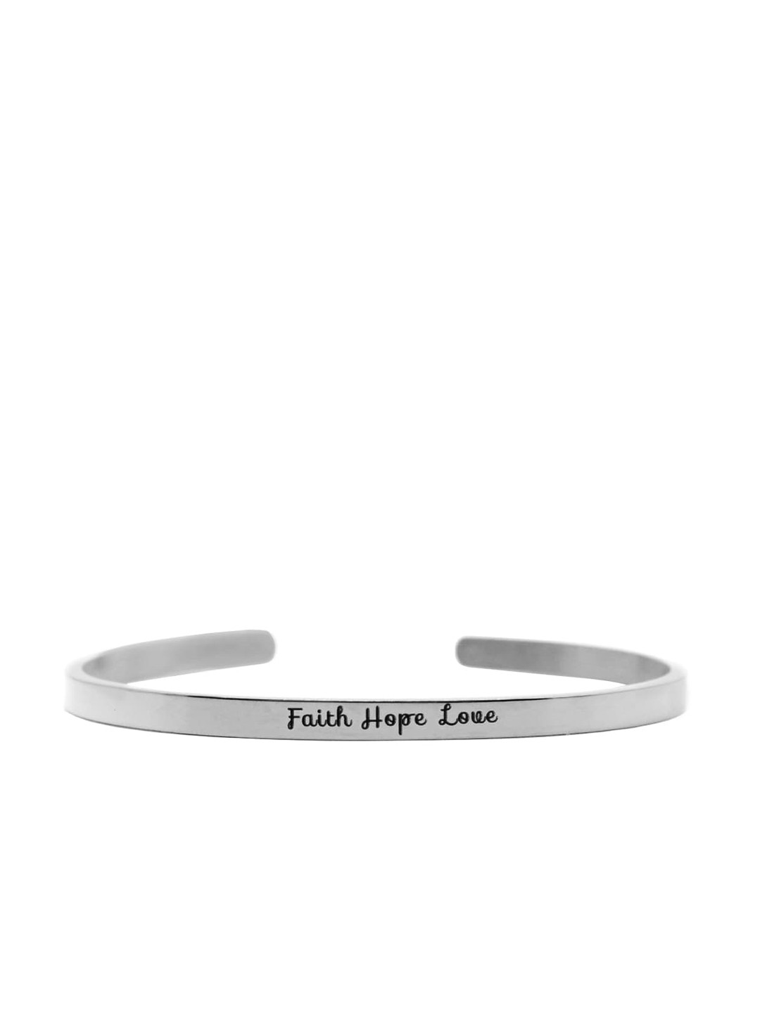 JOKER & WITCH Silver-Plated Faith Hope Love Engraved Cuff Bracelet