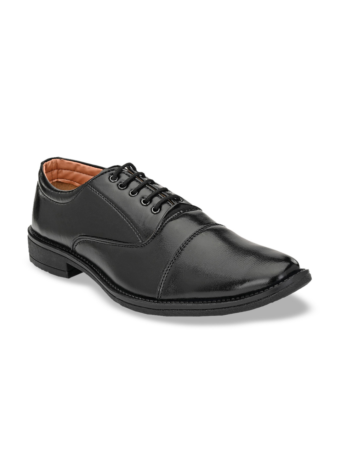 Fashion Victim Men Black Solid Leather Formal Oxford Shoes