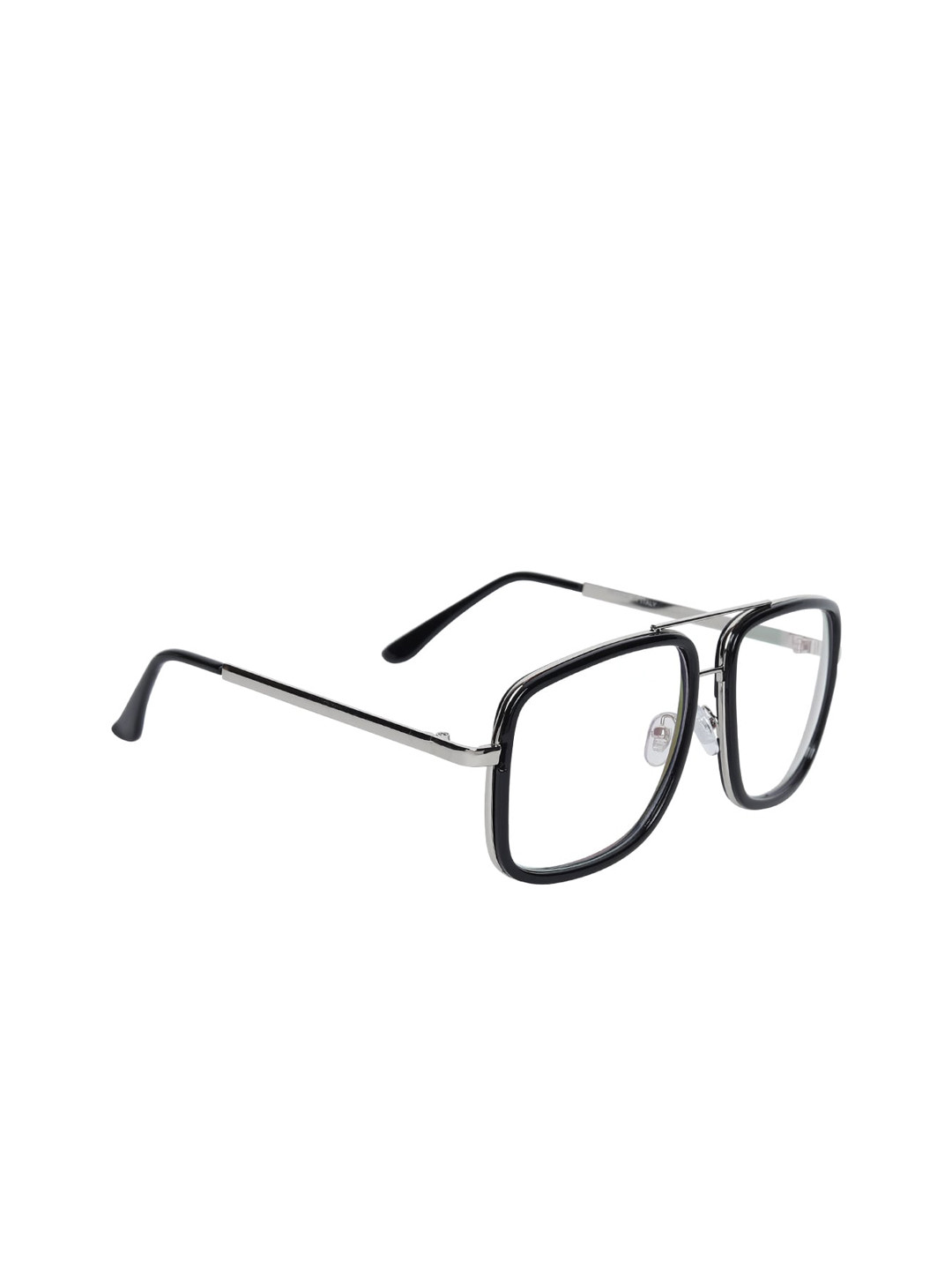 Peter Jones Eyewear Unisex Black & Silver-Toned Solid Full Rim Square Frames TA001S