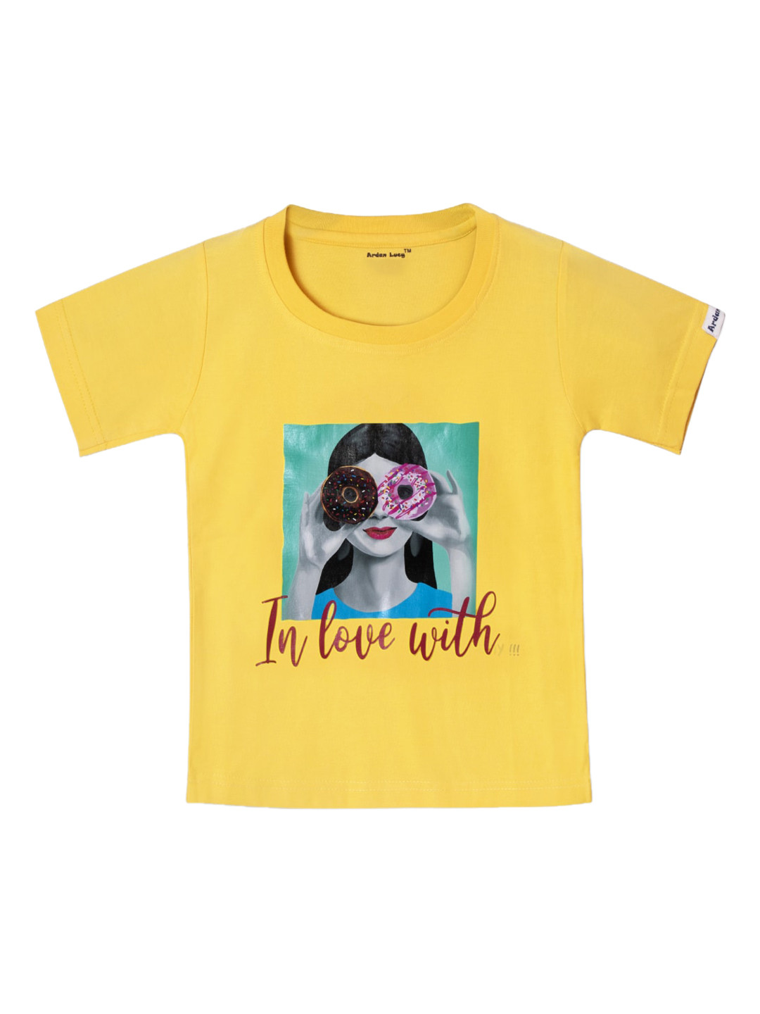 Ardan Lucy Girls Yellow Printed Round Neck T-shirt