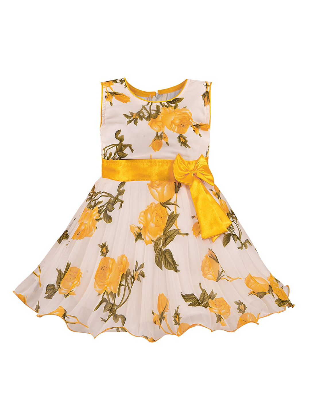 Wish Karo Girls Off-White Printed Fit and Flare Dress