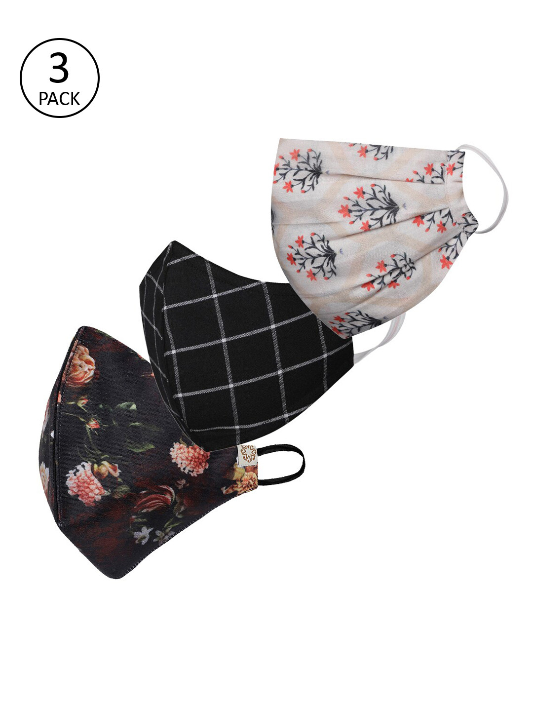 VASTRAMAY Unisex Pack Of 3 2-Ply Reusable Cloth Half Face Masks