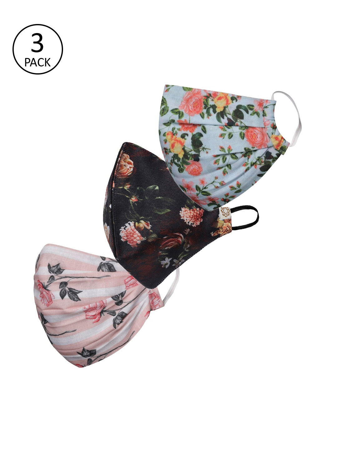 VASTRAMAY Unisex Pack Of 3 2-Ply Reusable Cloth Half Face Masks