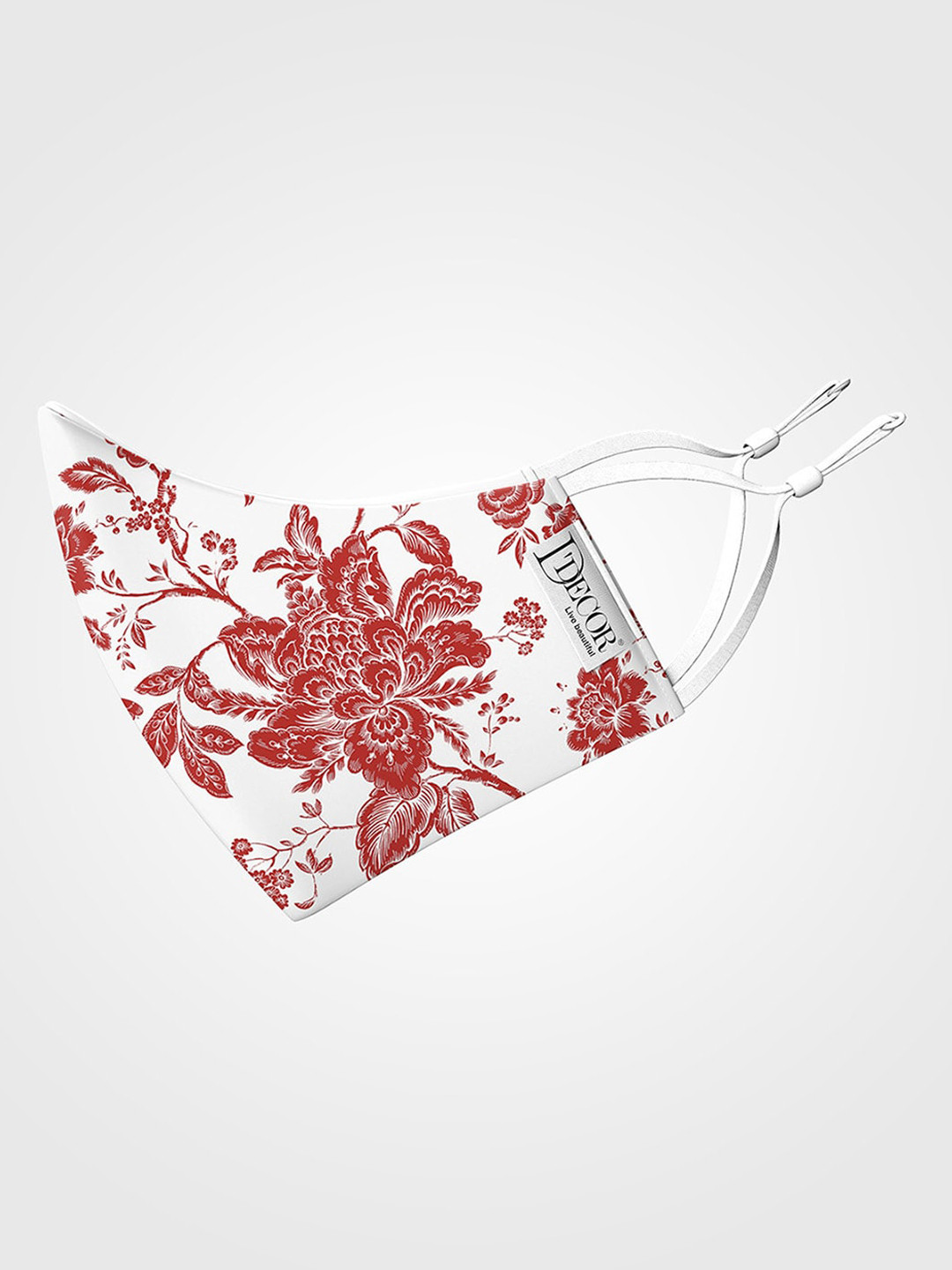 DDecor Women Anti Viral White & Red Printed 3-Ply  Reusable Protective Outdoor Mask