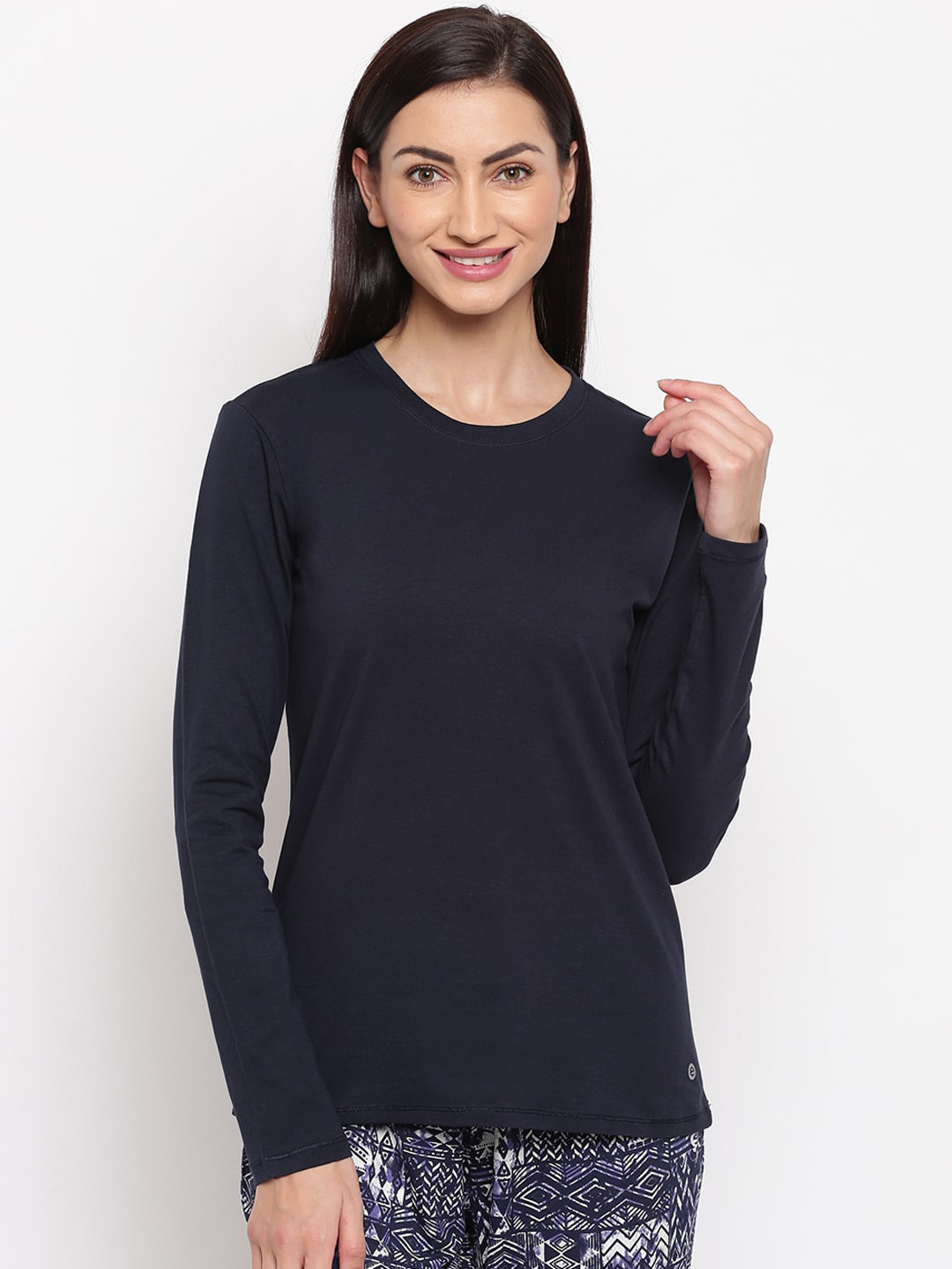 Enamor Women Basic Crew Neck Stretch Cotton T-Shirt