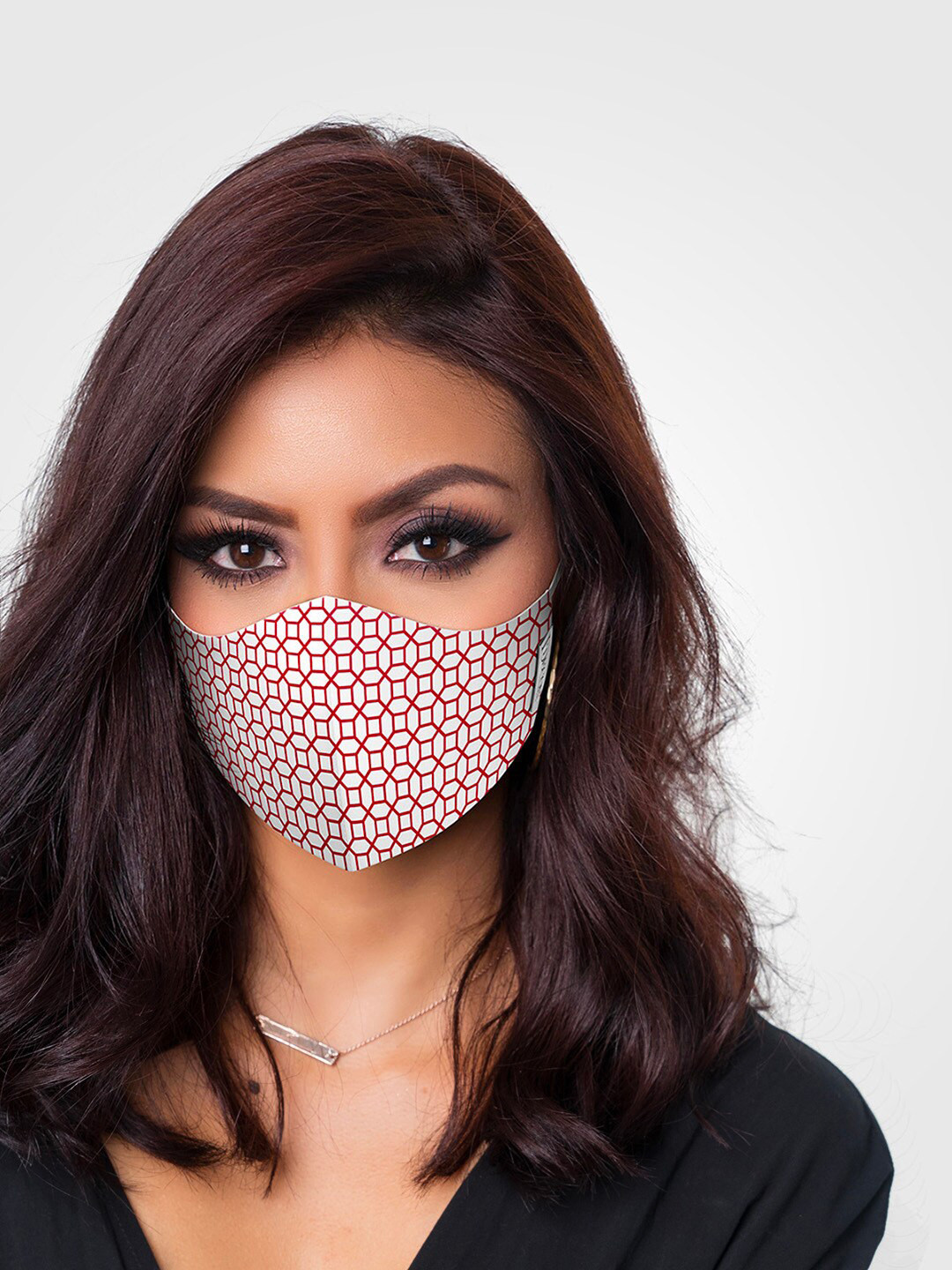 DDecor Women Anti Viral White & Red Printed 3-Ply  Reusable Protective Outdoor Mask