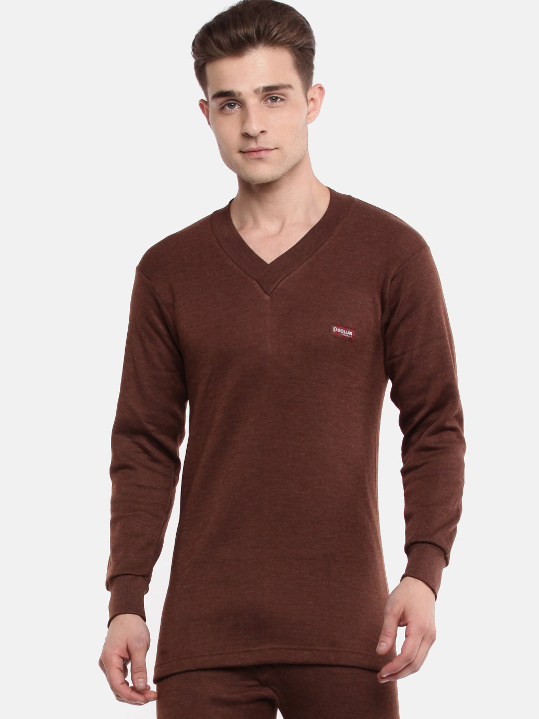 Dollar Men Brown Solid Thermal Top