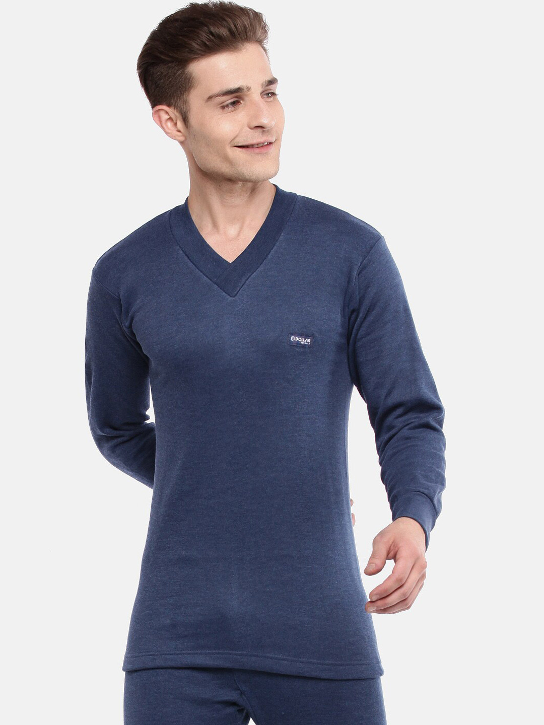 Dollar Men Blue Solid Thermal Vest