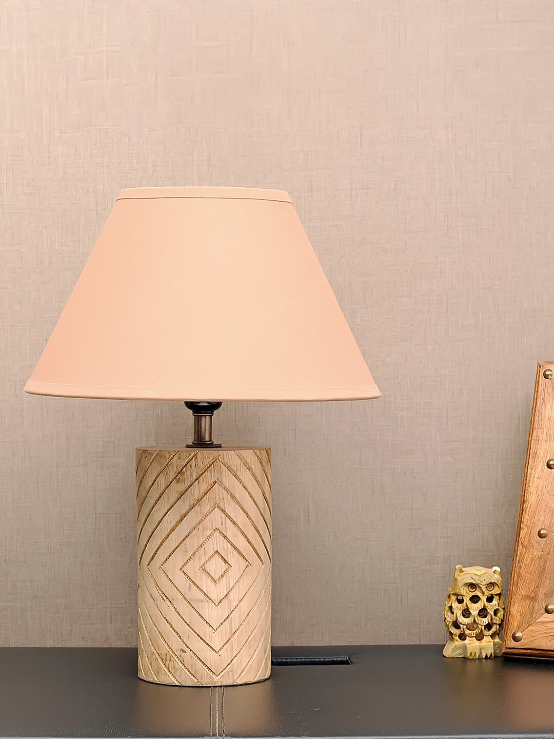 THE LIGHT STORE Brown Self-Design  Bedside Standard Table Lamp